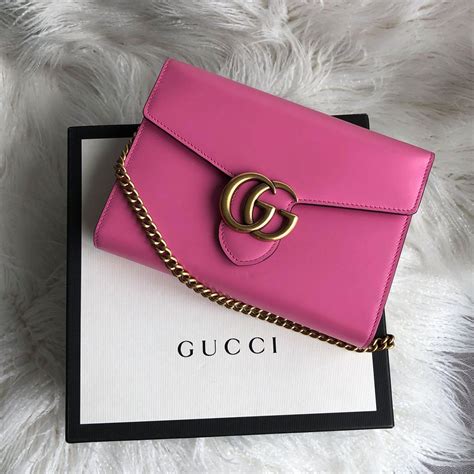 gucci marmont wallet on chain pink|Gucci interlocking wallet on chain.